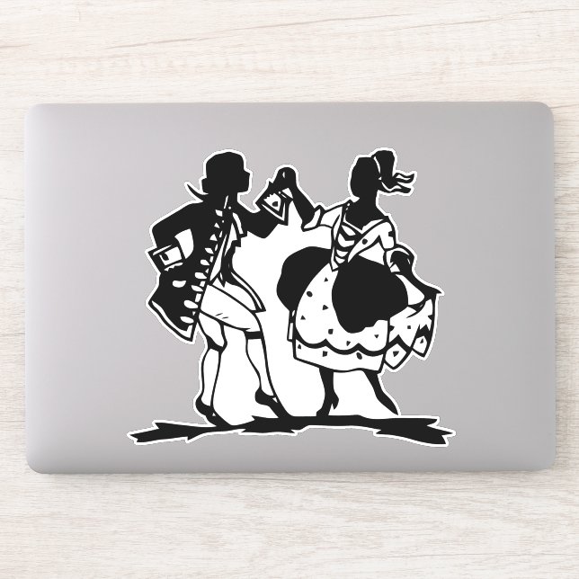 Victorian Couple Dancing Silhouette Art Sticker (Computer)