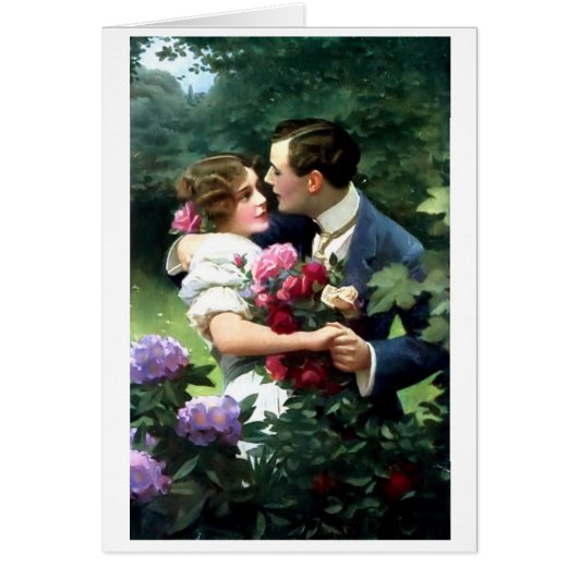 Victorian Couple in the Garden Postcard (Front)
