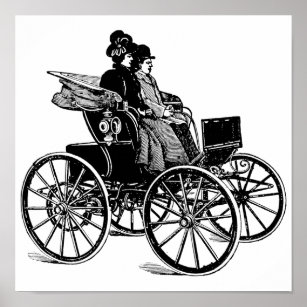 Victorian couple man woman Carriage Wagon Art Poster