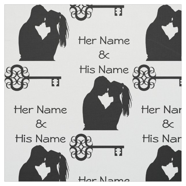 Victorian Couple Silhouette Personalize Fabric (Swatch)
