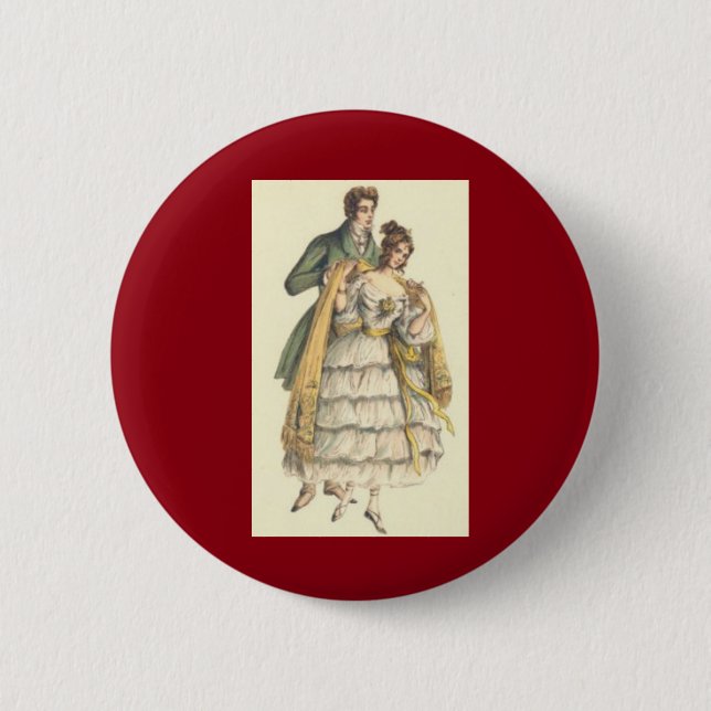 Victorian Couple Vintage Christmas Button (Front)
