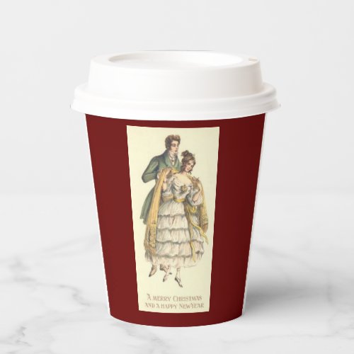 Victorian Couple Vintage Christmas  Paper Cups