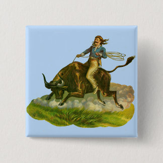 Victorian cowboy bull rider button
