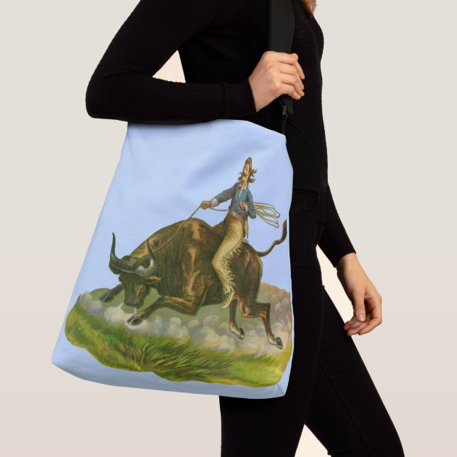 Victorian cowboy bull rider crossbody bag (Close Up)