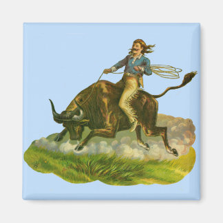 Victorian cowboy bull rider magnet