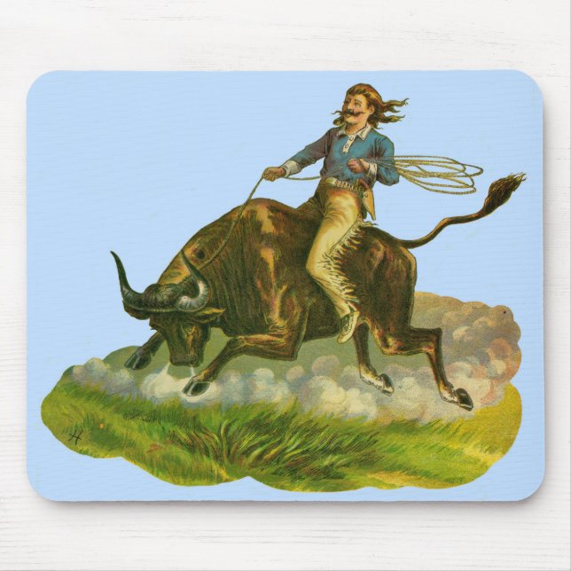 Victorian cowboy bull rider mouse pad (Front)