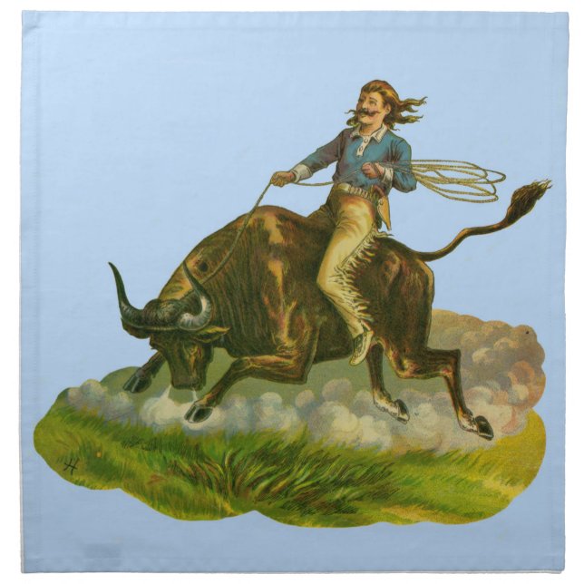 Victorian cowboy bull rider napkin (Front)