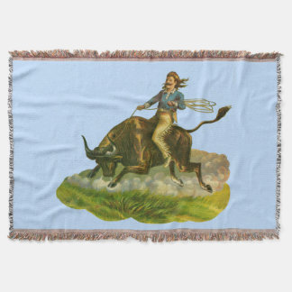 Victorian cowboy bull rider throw blanket