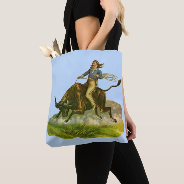 Victorian cowboy bull rider tote bag (Close Up)