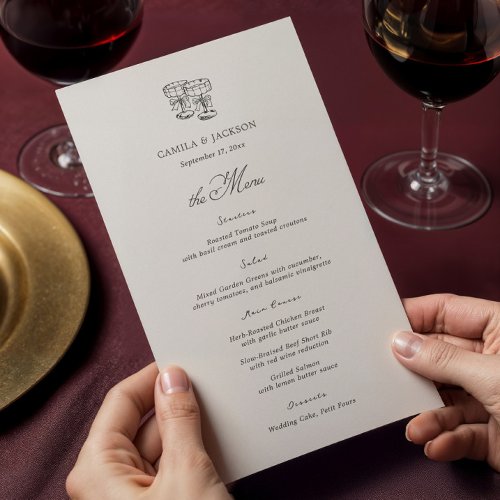 Victorian Cream and Black Wedding Menu Card