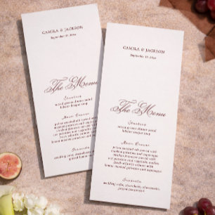 Victorian Cream and Burgundy Wedding Menu Card