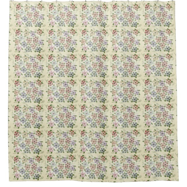 Victorian Cream With Floral Print Shower Curtain (Front)