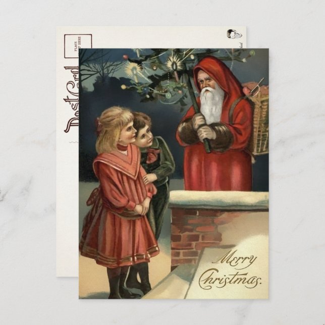 Victorian Creepy Santa Postcard (Front/Back)