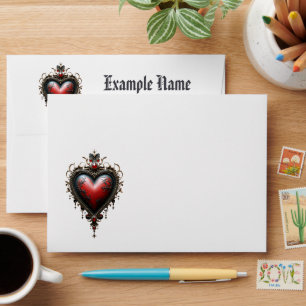 Victorian Crimson Gothic Heart Envelope
