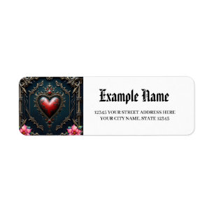 Victorian Crimson Gothic Heart Label