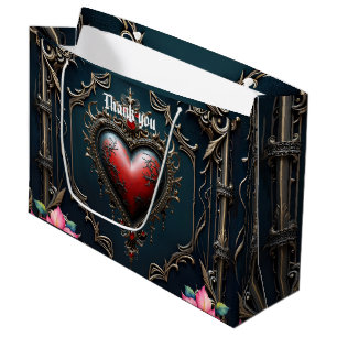 Victorian Crimson  Gothic Heart  Large Gift Bag