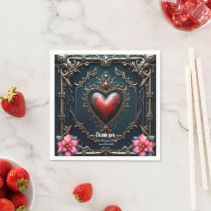 Victorian Crimson Gothic Heart Napkins