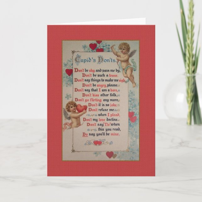 Victorian Cupid Don'ts Valentine Holiday Card (Front)