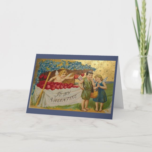 Victorian Cupid Heart Stand Valentine's Day Card (Front)