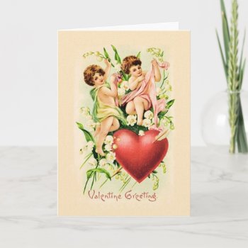 Victorian Cupid Pierced Heart Valentine's Day Card by RetroMagicShop at Zazzle