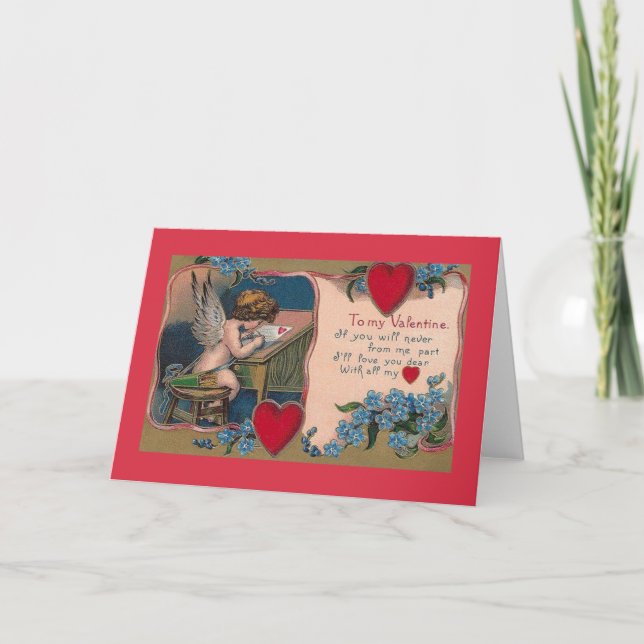 Victorian Cupid Valentine Greeting Card (Front)
