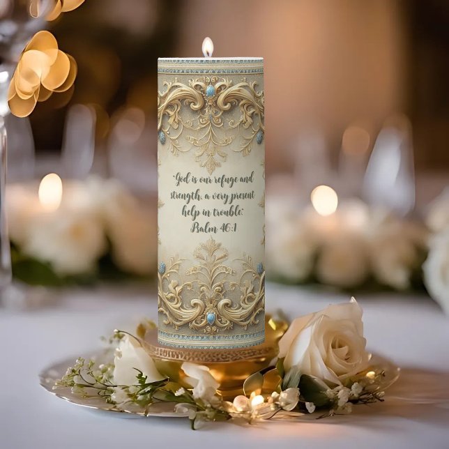 Victorian Customizable Bible Verse Pillar Candle (Creator Uploaded)