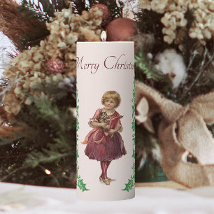 Victorian Cute Classic Vintage Christmas Pillar Candle