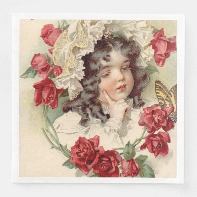 Victorian cutie paper dinner napkins (Front)