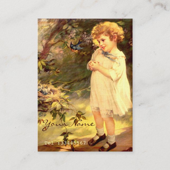 Victorian cutie with birds business card (Front)