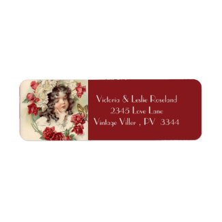 Victorian cutie with red roses label