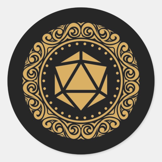 Victorian D20 Dice Tabletop RPG Classic Round Sticker (Front)