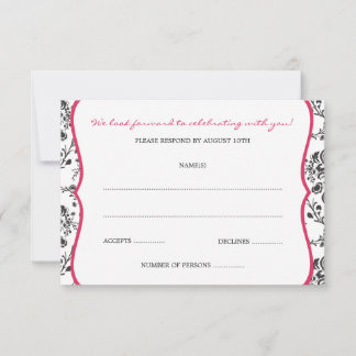 Victorian Damask (Black & Fuschia ) RSVP Cards