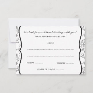 Victorian Damask (Black) RSVP or Response Cards