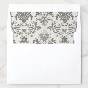 Victorian Damask Floral White Vintage Wedding Envelope Liner