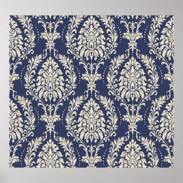 Victorian Damask Wallpaper Vintage Pattern Poster (Front)