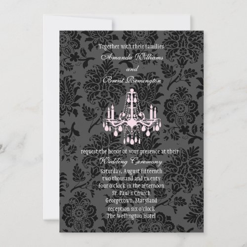 Victorian Damask Wedding Invitation pink