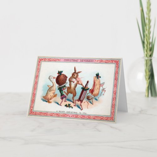 Victorian Dancing Food Christmas Card