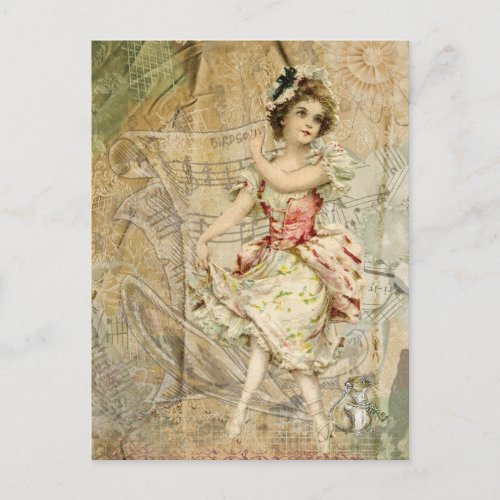 Victorian Dancing Girl Sheet Music Postcard