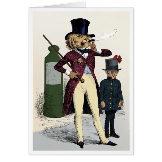 Victorian dandy lion smoking a cigar cards (Front)