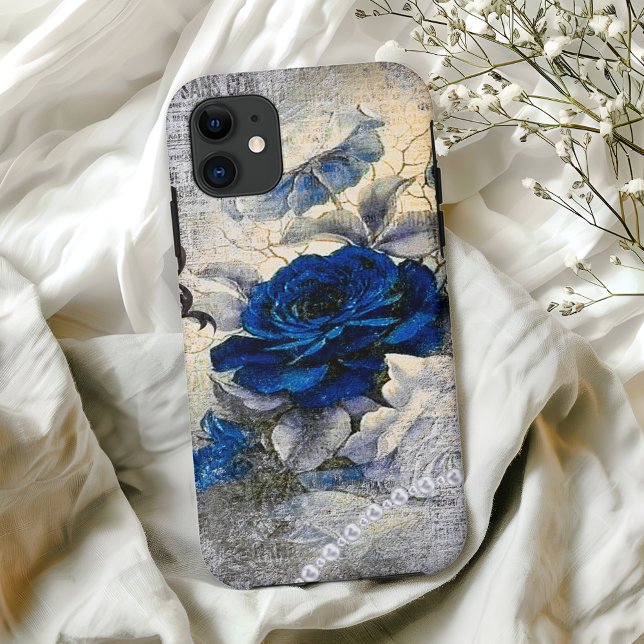 Victorian Dark Blue Rose Ephemera  Case-Mate iPhone Case (Creator Uploaded)