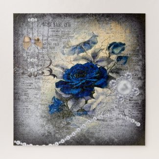 Victorian Dark Blue Rose Ephemera