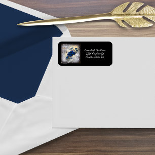 Victorian Dark Blue Rose Ephemera Label