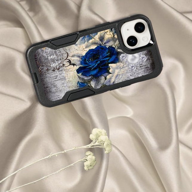 Victorian Dark Blue Rose Ephemera Otterbox iPhone Case (Creator Uploaded)
