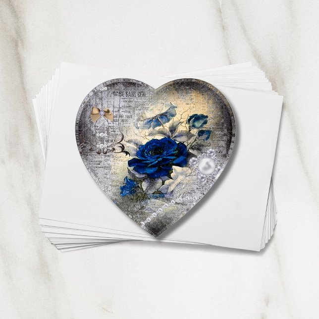 Victorian Dark Blue Rose Ephemera Paperweight (Creator Uploaded)