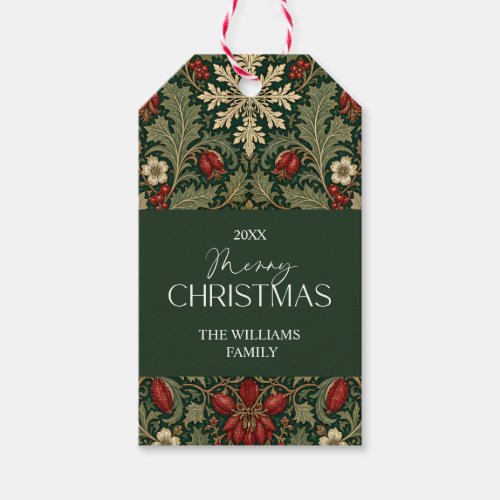 Victorian Dark Botanical red berries family name Gift Tags