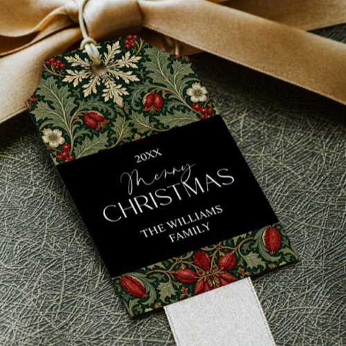 Victorian Dark Botanical red berries family name Gift Tags