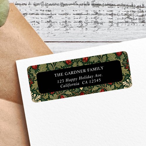 Victorian Dark Botanical red berries Holiday  Label
