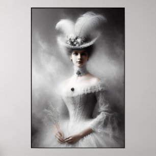 Victorian Debutante in White Elegance Poster