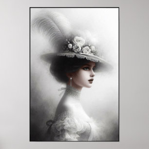 Victorian Debutante in White Elegance Poster