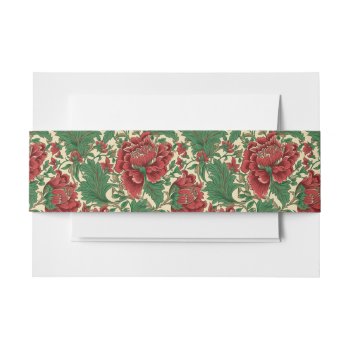 Victorian Decadence Elegant Red Floral Invitation Belly Band by BridalSuite at Zazzle